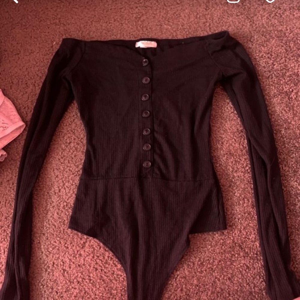 Over the shoulder long sleeve button up.